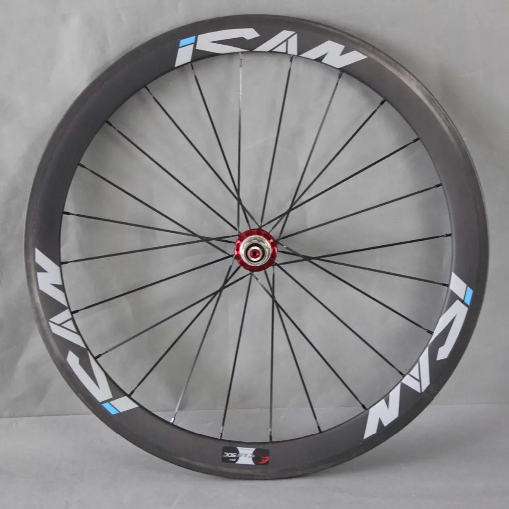 Discount ICAN BIKES 50mm carbon clincher road bike wheels 21mm width UD matt carbon wheels 700C carbon road wheels SP-50C 5