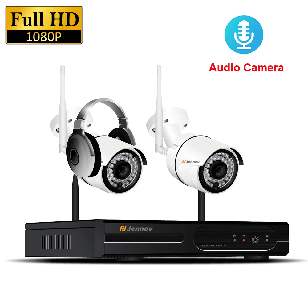 

2CH 1080P 2MP HD Wireless Audio Record Outdoor Security IP Camera NVR Kit CCTV Wi fi System Camara Wifi Video Surveillance Cam