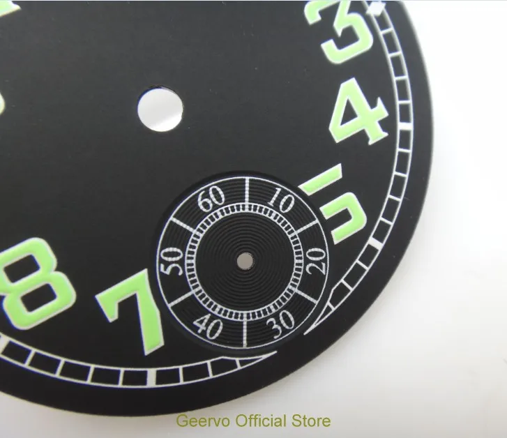 35 мм GEERVO модные стерильные светящиеся цифры с черным циферблатом подходят 6498 Мужские t мужские часы с циферблатом 03A