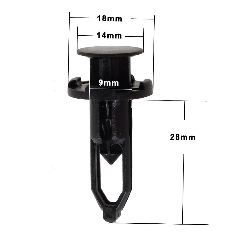 

HLEST 100pcs Professional 9mm Auto SUV Car Fender Retainer Black Plastic Clips Fasteners for Toyota Lexus 28mm Length
