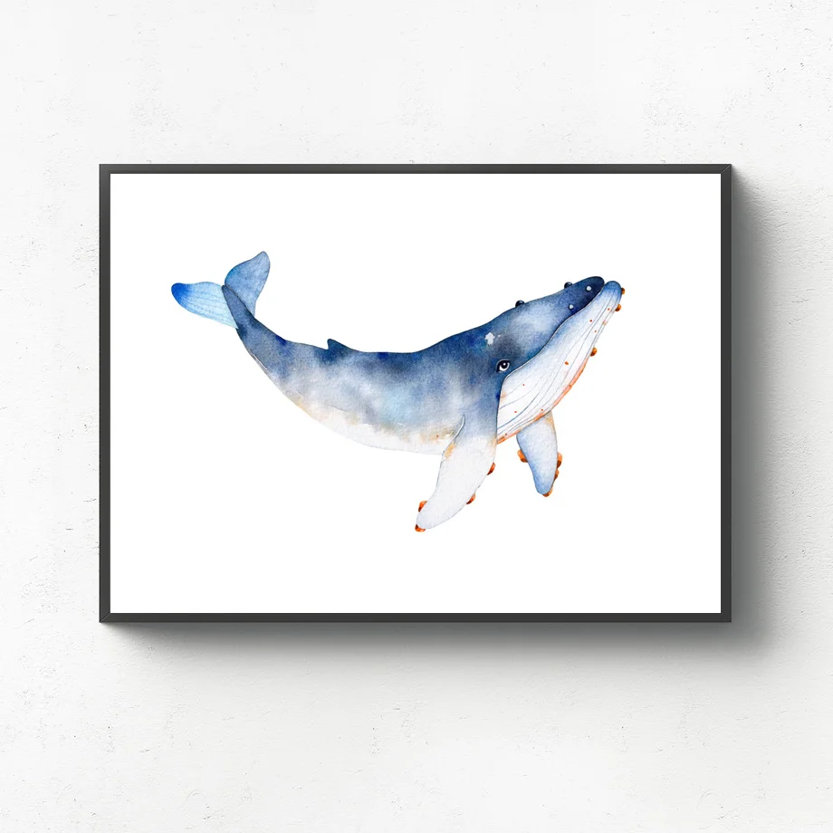 

Watercolor Whale Lighthouse Wall Art Canvas Painting Nordic Posters And Prints Animals Nursery Wall Pictures For Kids Room Decor