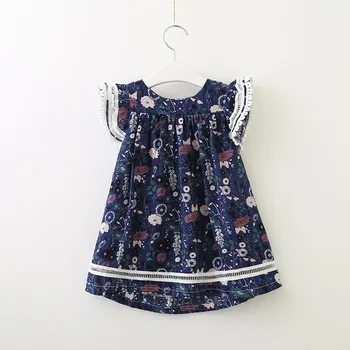 

Girls Dress Summer New Girl Flower Pattern Dress Baby Cotton Floral Princess Dress