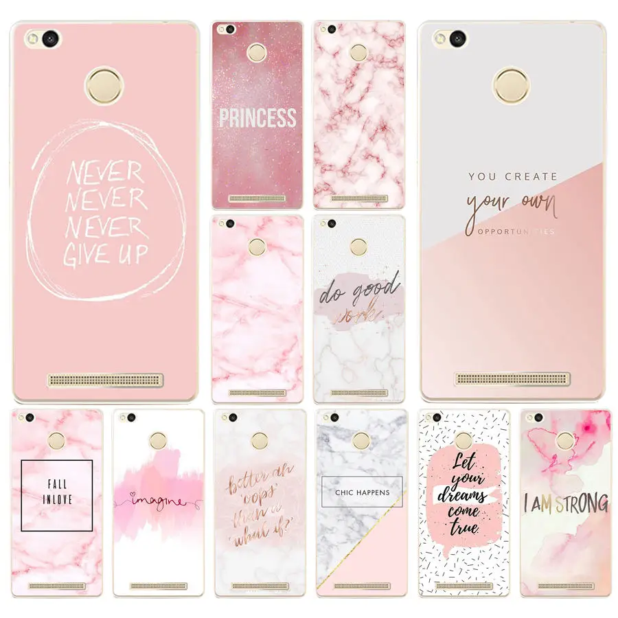 

70AD Chic Pink Marble Pretty design Cover Case for Xiaomi Redmi 3S 3Pro 4a 5 plus Note 4 4x 5a 4pro Mi5 mi a1