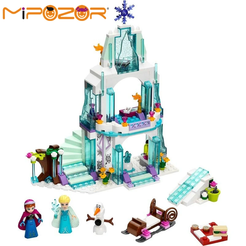 

MIPOZOR Toys for Girls 316pcs Dream Princess Elsa's Ice Castle Building Blocks Princess Anna Olaf Set Gift Toys For Children