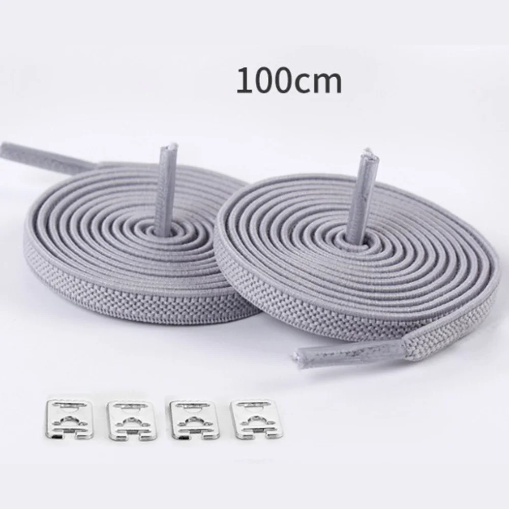 

1Pair 100CM Durable No Tie Lazy Shoelaces For Sneakers Sports Outdoor Rubber Shoes Lace Solid Red Safe Elastic Flat Shoe Strings