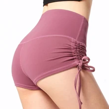 Женские спортивные шорты шнуровка с высокой талией спортивные, для тренажерного зала Леггинсы пуш-ап, сексуальные короткие штаны для йоги обучение Фитнес шорты для тренировок