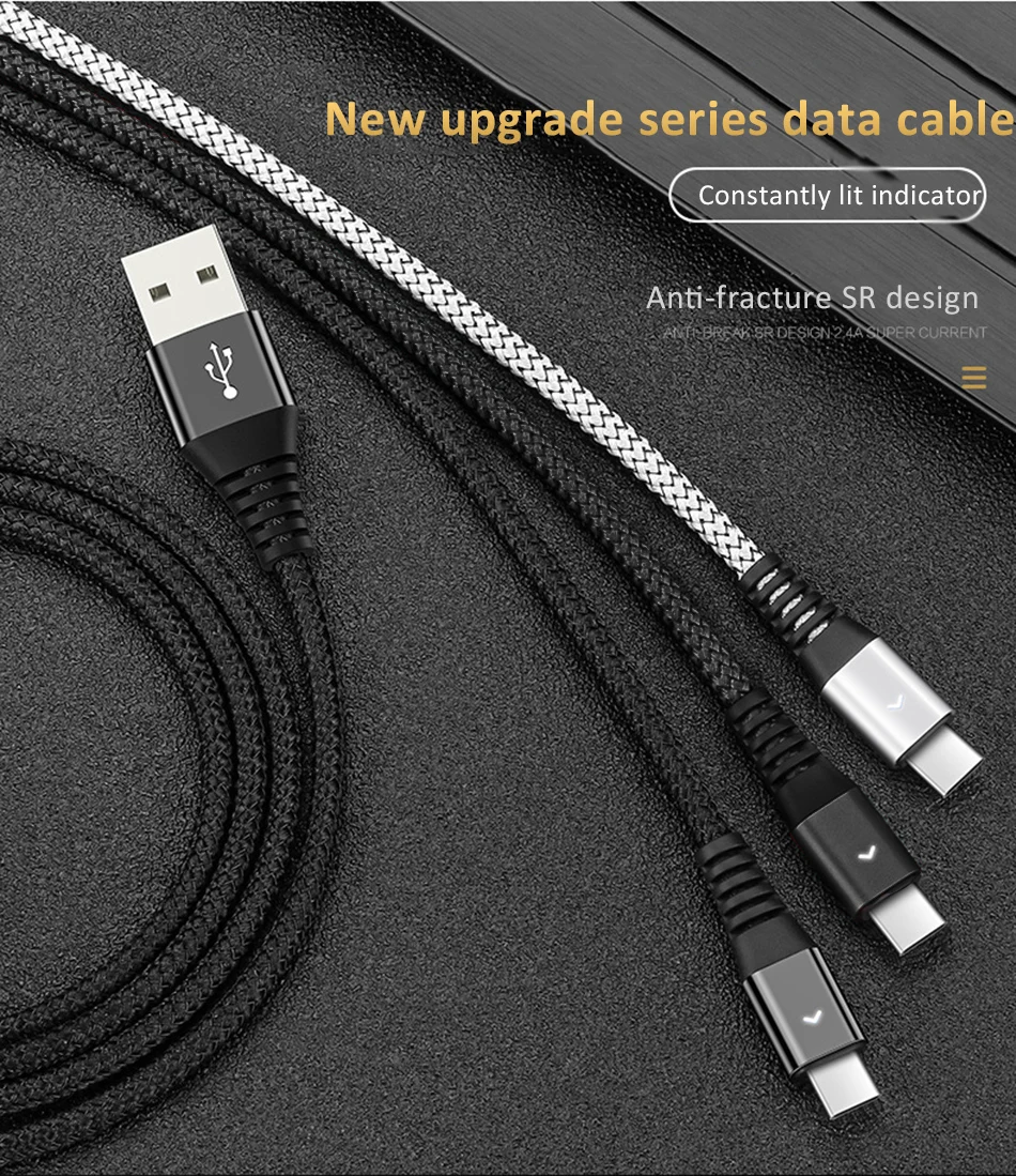 NOHON Led USB Type C Charge Sync Data Line For SamSung Gaxaly S8 Plus 2.4A Fast Charging For Xiaomi Mi5 Phone Charger Cable 1 (1)