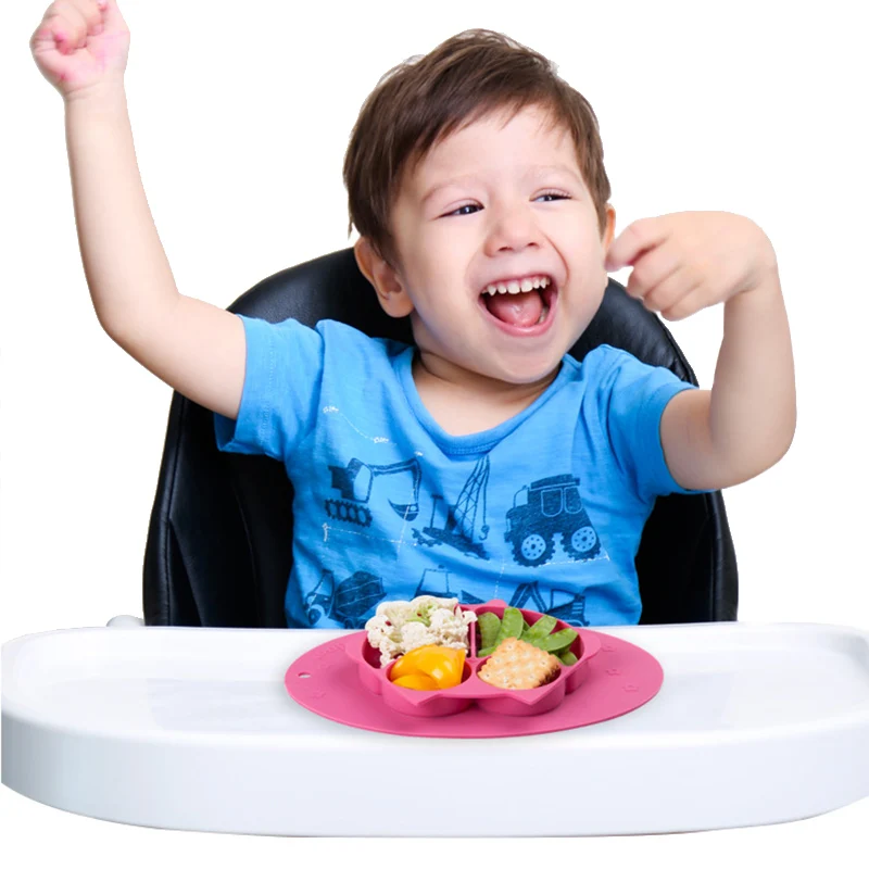 Baby Silicone Training Plate Adsorbable Bottom Design Children Feeding Food Container Infant Tableware Suction Dinnerware BB5114 (9)