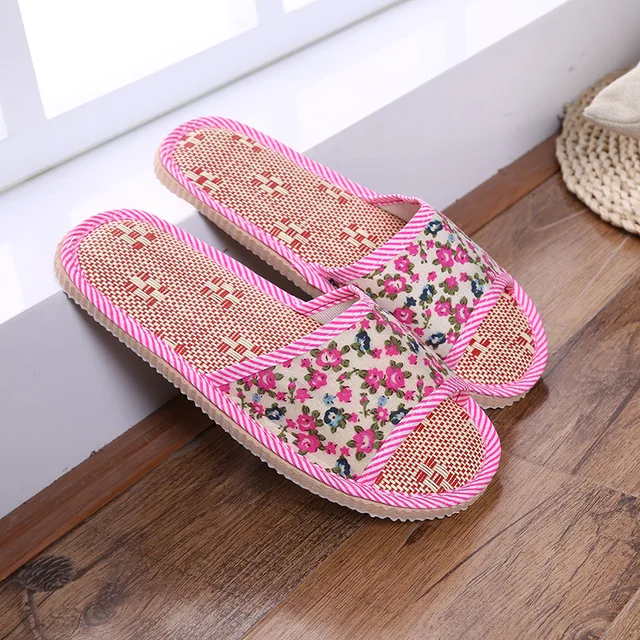 Best Price Small floral linen straw mat home sandals and slippers Indoor floor men and women couple home opening slippers Best Price Small floral linen straw mat home sandals and slippers Indoor floor men and women couple home opening slippers
