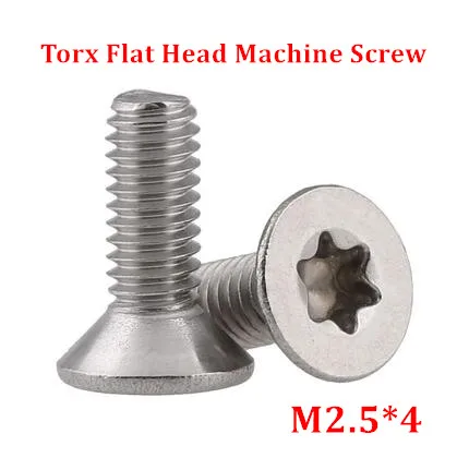 200 шт. винты с плоской головкой Torx M2.5 * 4 потайной torx из нержавеющей стали 304|screw