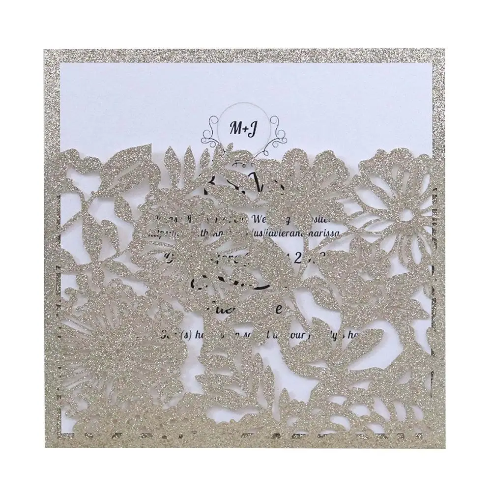  10Pcs European Style Bag Style Invitations Infrared Hollow Invitations Powdered Glitter Invitations - 33032007258