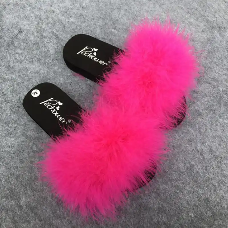 ostrich feather slippers