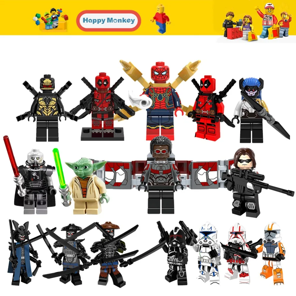

Toys for children legoingly Ninjago Garmadon Mavel Star Hot Leia Yoda of Wars Yoda X man Winter Soldier Spiderman Figures zk20