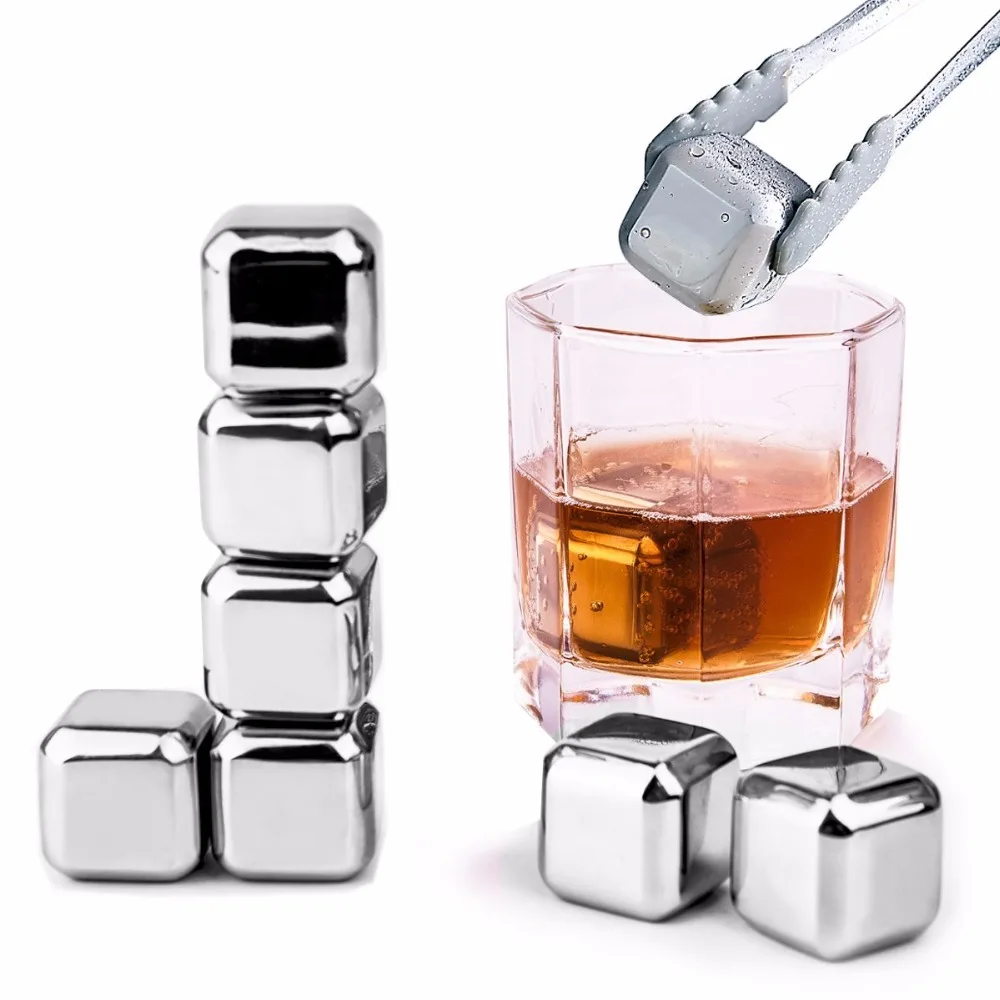 Whiskey Stones Set of 8 Reusable Stainless Steel Ice Cubes for Wine