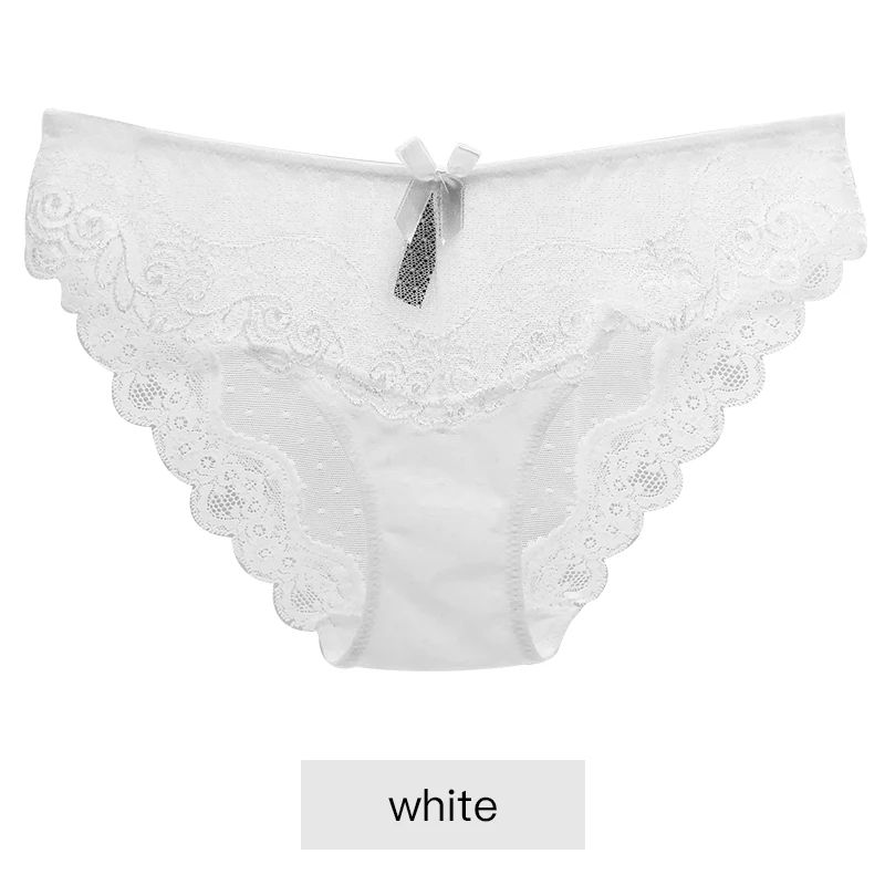 white Кружевные сексуальные трусики, женское модное уютное нижнее белье, соблазнительные женские трусы, нижнее белье для женщин, высокое качество, хлопковое нижнее белье с низкой талией - Цвет: white