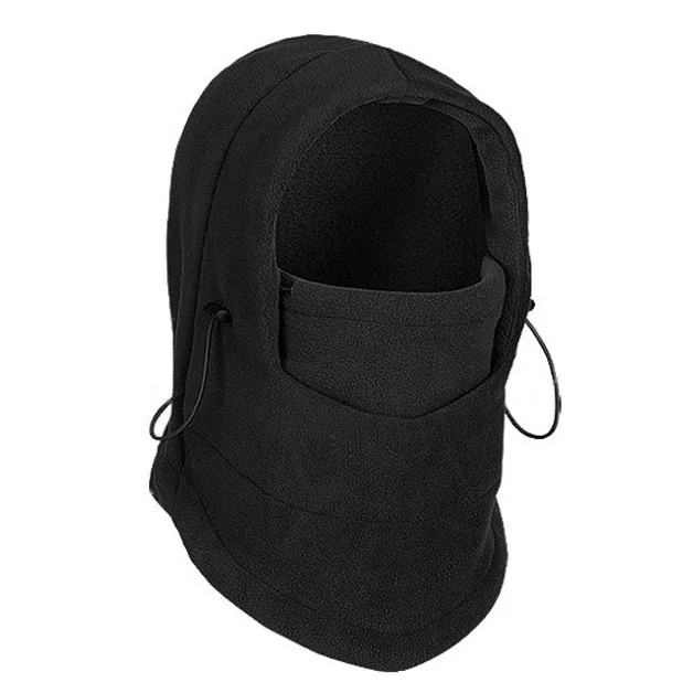 Теплая Флисовая Балаклава с капюшоном, теплая зимняя спортивная маска для лица для мужчин, велосипедный шлем, шапочки - Цвет: Черный