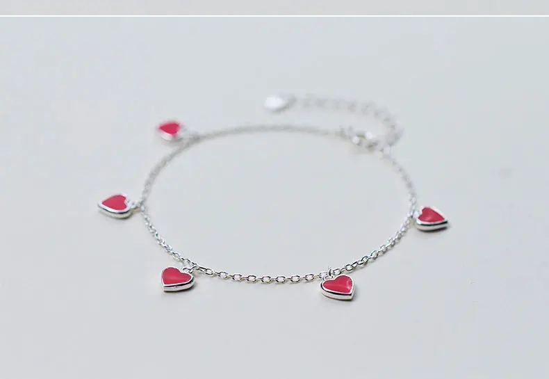 La MaxZa 925 стерлингового серебра прекрасный романтический красное сердце Шарм Браслеты для женщин девушки цепи прекрасные вечерние ювелирные украшения в подарок
