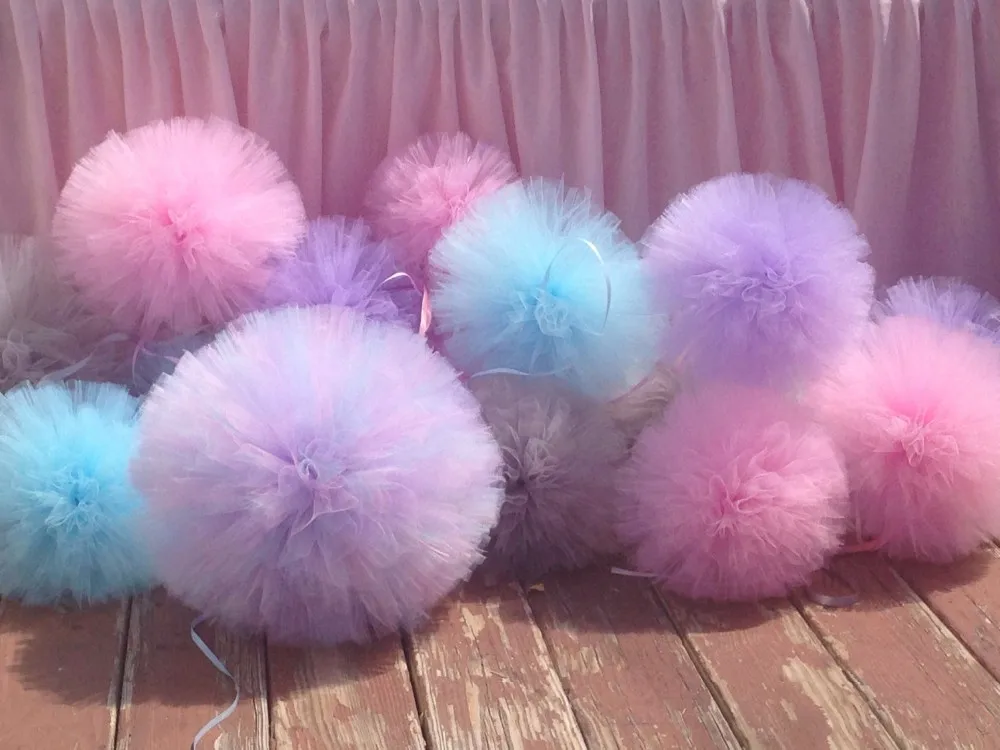 20 см белый розовый тюль помпоны вечерние свадебные украшения Тюль pom baby shower