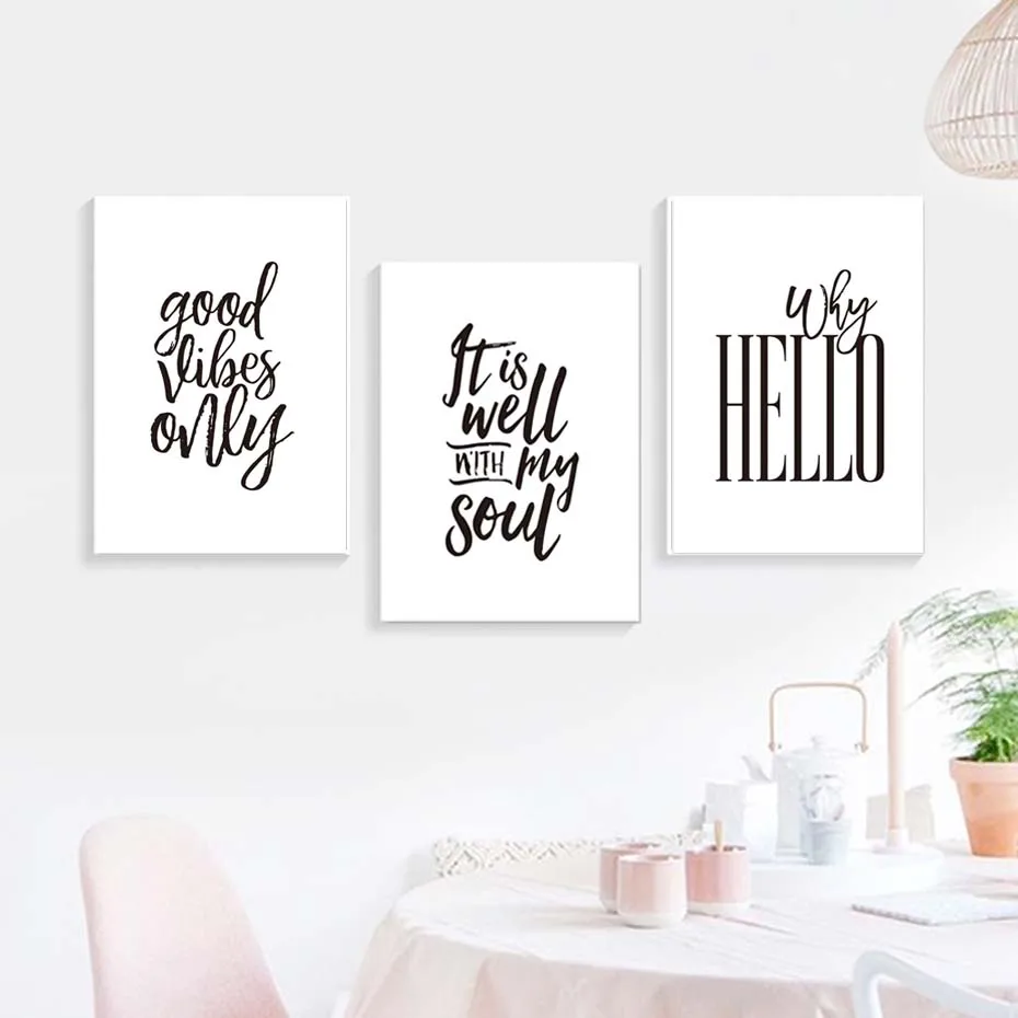  Good vibes Only Prints And Posters Canvas Painting Three Quotes Inspirational Wall Art Painting For Living Bedroom Home Decorat (3)