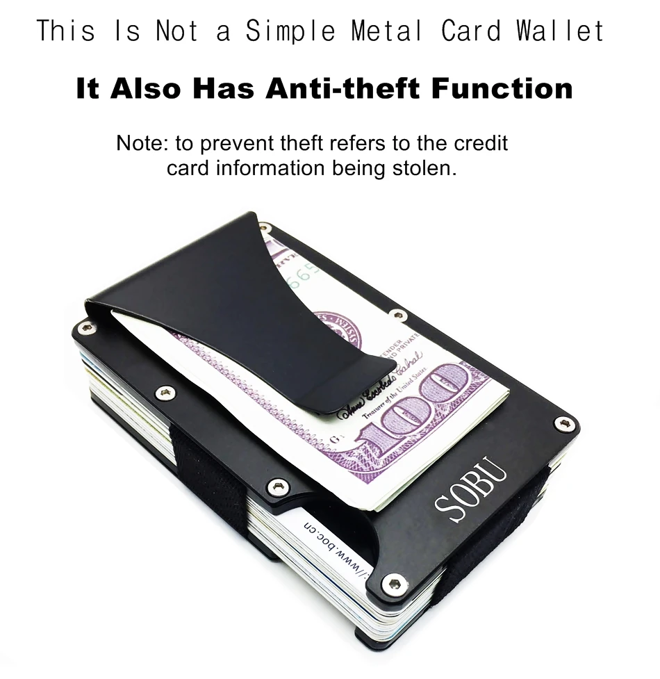 Алюминиевый зажим для денег RFID Мини Тонкий кошелек металлический Бизнес Кредитная карта ID держатель с анти-главный Чехол протектор H034