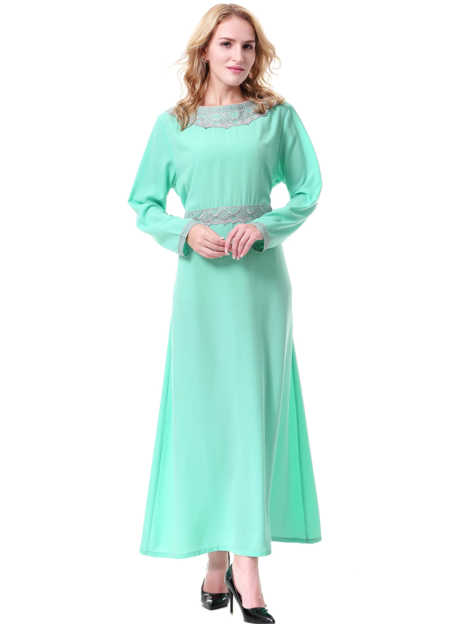 

Arab Clothes Women Ethnic Abaya Lace Embroidery Female Party Long Dresses Islamic Kaftan Vestidos