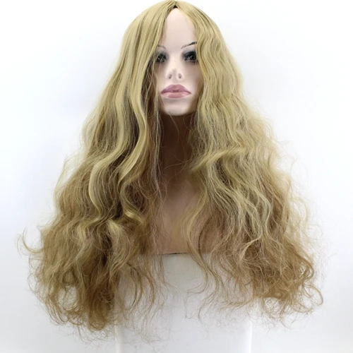 JOY& BEAUTY, длинный волнистый парик, черный, синий, коричневый, золотой, серый, синтетический парик, термостойкие волокнистые волосы для женщин, 26 дюймов - Цвет: Блондинка