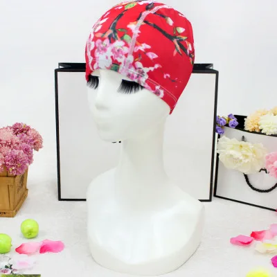 Новейшая эластичная Женская шапочка для плавания из нейлона и спандекса, шапка с принтом, свободный размер для женщин, женская пляжная шапка, шапочка для купания, 20 цветов - Цвет: H
