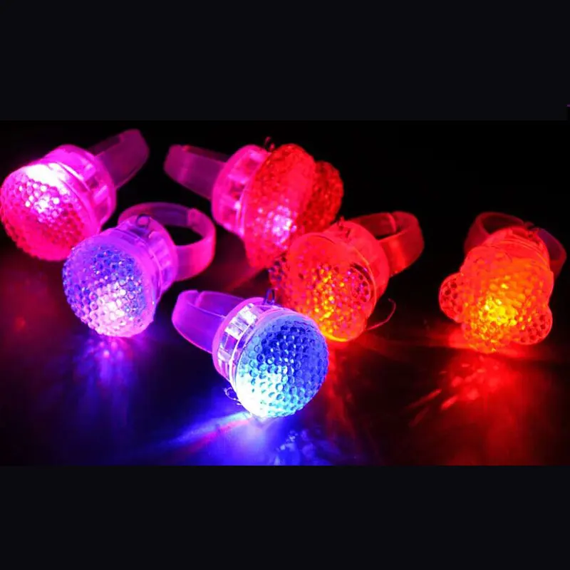 50pcs/lot Flashing LED Ring Blinking Finger Ring Glowing Dazzle Colour