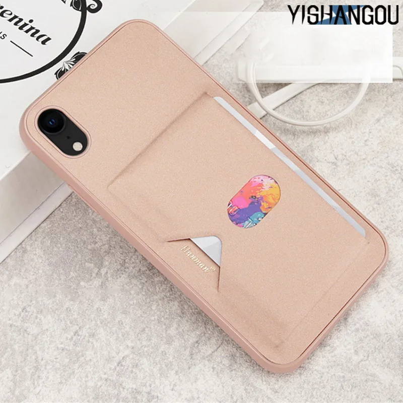 

YISHANGOU Case For iPhone 6 6S 7 8 Plus X XR XS Max Card Slots Holder Hybrid Back Cover For Samsung S9 S8 Plus Note 8 9 A8 2018