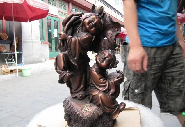 

song voge gem S0557 12" Chinese Regius Pure Bronze Copper Refined two immortal mythical gods Statue