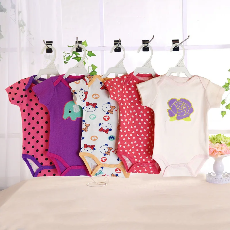BABY BODYSUITS 5PCS 100%Cotton Infant Body Short Sleeve Clothing Jumpsuit Printed Baby Boy Girl Bodysuits Newborn Cl