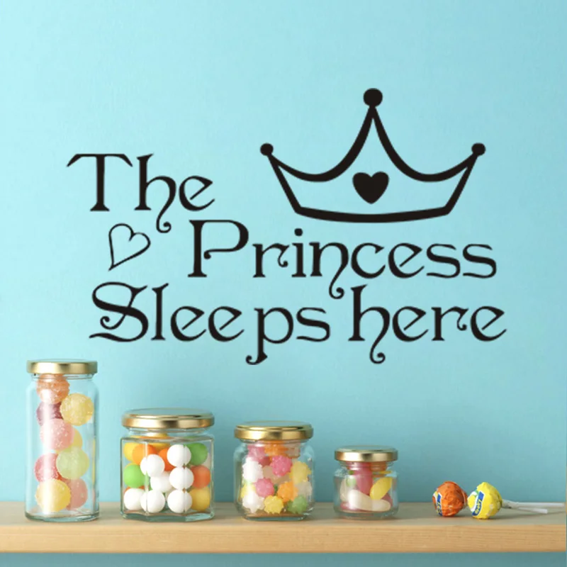 Princess crown Wall Decal Wall Lettering Art Words Vinyl Wall Sticker children  room Home Decor Decoration stickers