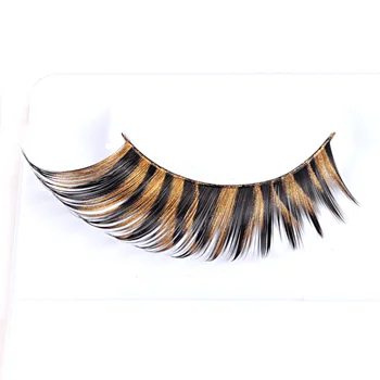 

2 pairs golden Zebra Strip Flase Eyelashes for Evening Party Makeup ES-06-golden