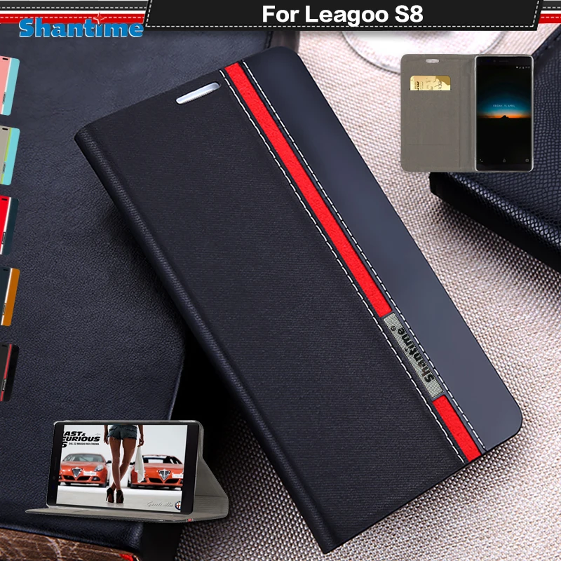 Роскошный винтажный Чехол-книжка в деловом стиле для Leagoo S8 из искусственной кожи с откидной крышкой для Leagoo S8, Мягкая силиконовая задняя крышка