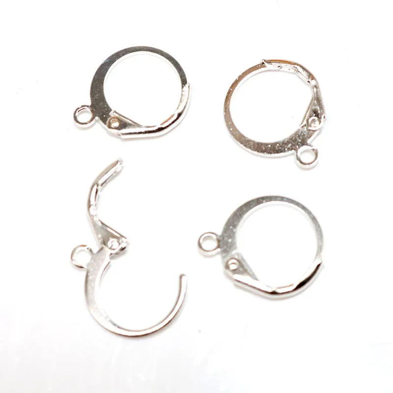 

PDFLKR 50pcs Copper Earring Making With Loop Clasp Round Base Accessories Rhodium Copper Clip On Earring Clasps Hooks Findings