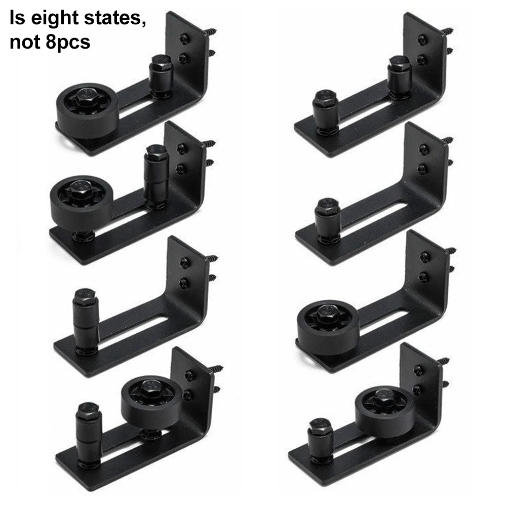 

8 In 1 Setup Options Channel guides Sits Flush to Floor Non-Scratch Wheels Barn Door Adjustable Wall Mount Roller Stay Guide