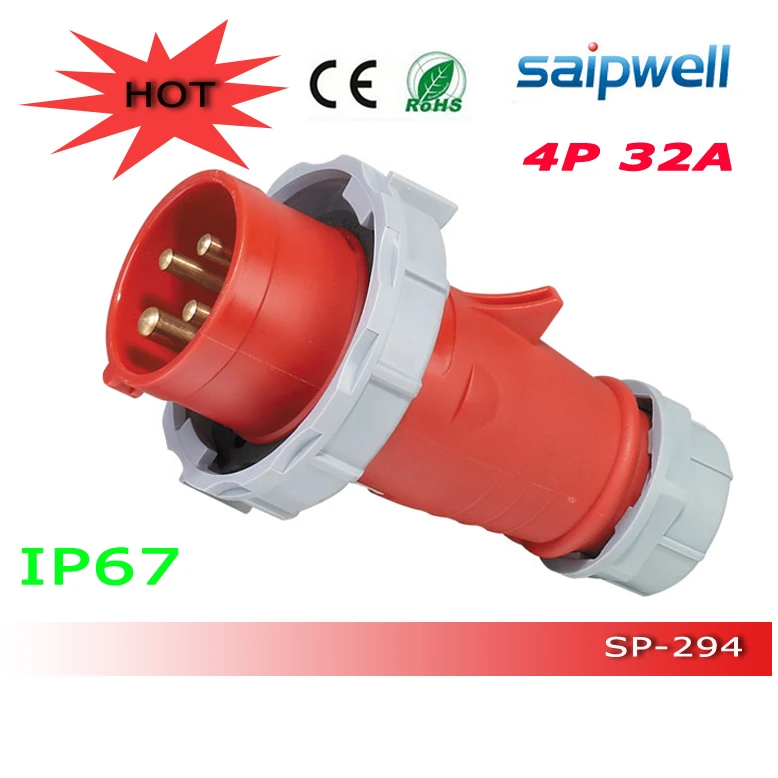 

HOT Sale CEE/ IEC 4P 32A 3P+E 6H waterproof electrical plugs and sockets IP67 SP-294