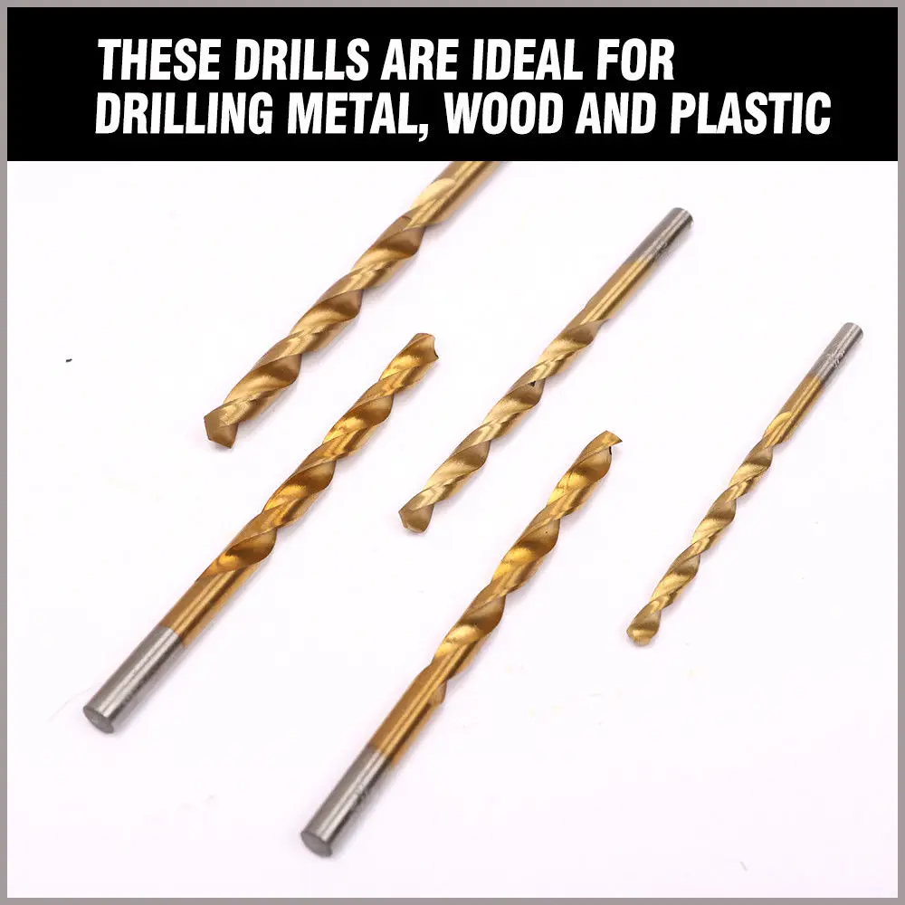 HORUSDY 15pcs Screw Extractor Drill Bit Titanium Coated Drill Bit Set Woodworking Metal Plastic Cutting For Dremel Rotary Tools