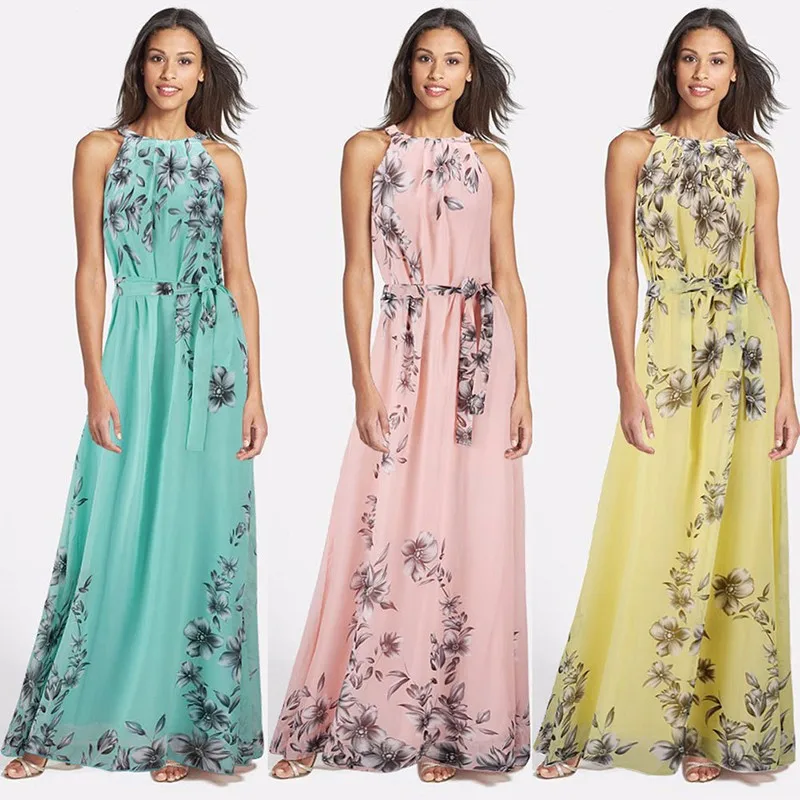 

Summer Long Party Elegant Dress Tunic Formal Boho/bohemian Vintage A Line Floral High Quality Women Fashion 2018 Dress