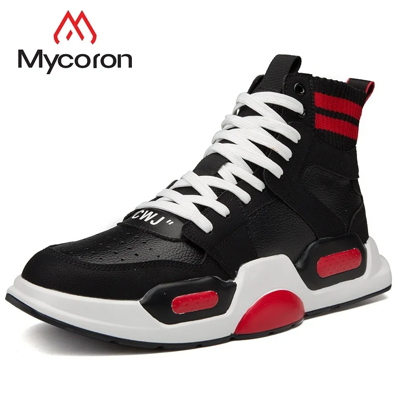 

MYCORON Men Comfort Shoes Mixed Colors Fashion Walking Shoes Handmade Sneakers High-Top Flats Trend Boots Heren Schoenen