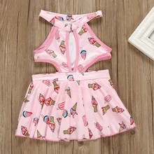 Летний детский купальник с принтом мороженого для девочек, водонепроницаемые купальники, купальный костюм для детей, bebek mayo