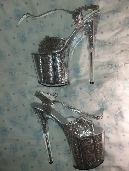 Мода Цвет Прозрачный ребра core высокий каблук сандалии Модель T показа обувь 20 см функциональная сандалия