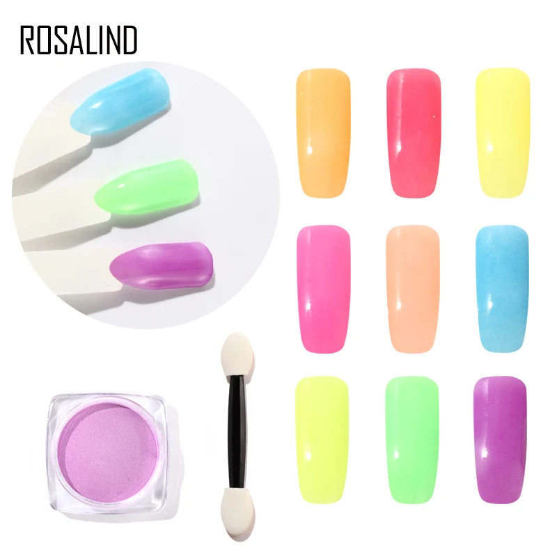 

ROSALIND 1PCS Nail Art Glitter Phosphor Luminous Powder Coating Polishing For Nail Dipping Spangles For Manicure Pigment Powder