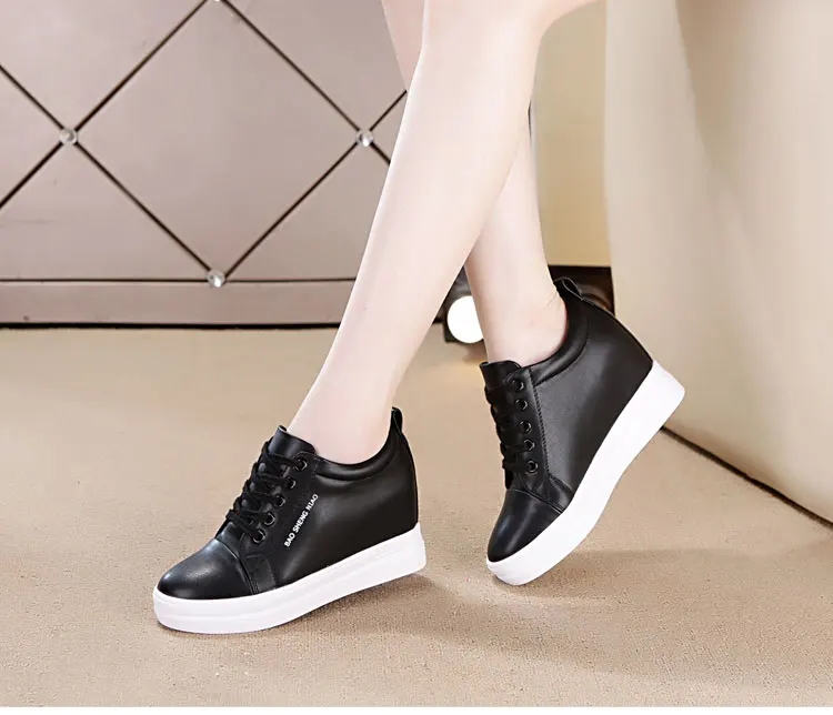 Women Shoes New Waterproof Wedges Woman Casual Shoes Platform Heels Female Leisure Black& White Women Sneakers