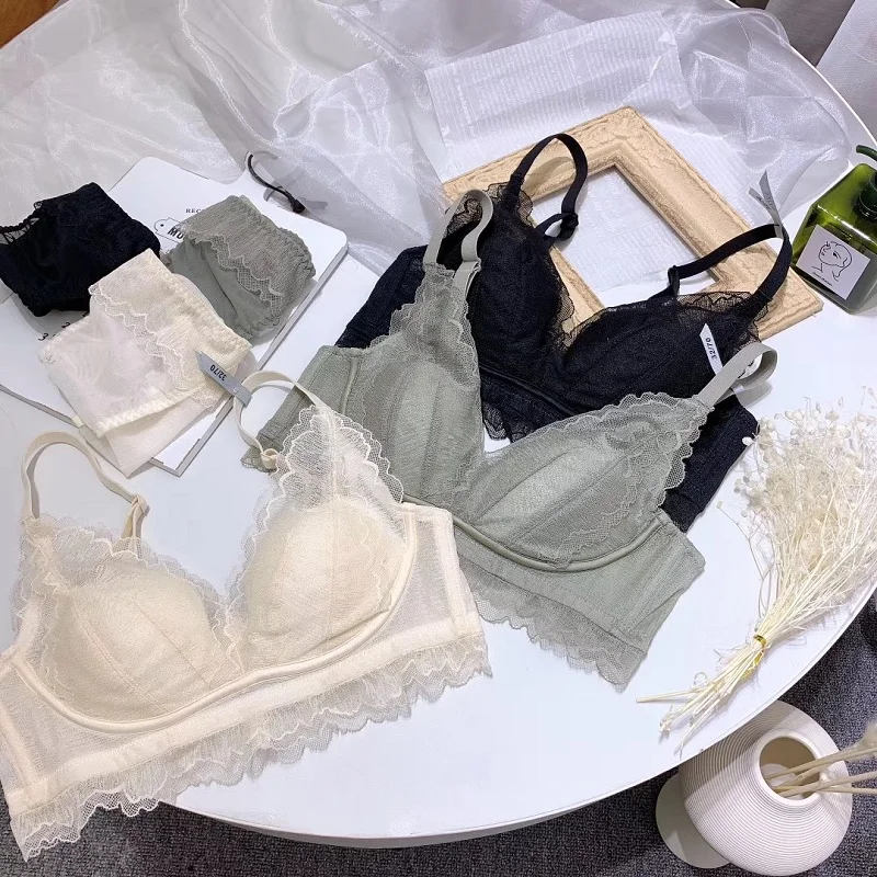 

Evening dress lace dress mango cup no steel ring foreign trade sexy thin cup ladies bra set