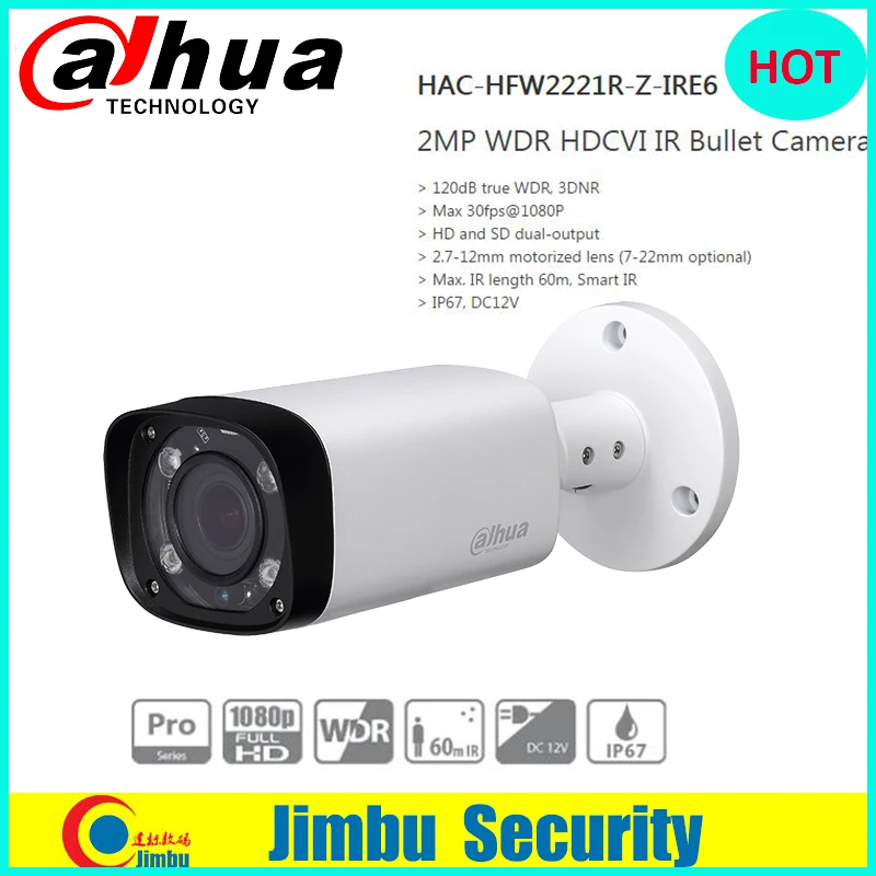 

DAHUA HDCVI Bullet Camera 2MP 1080P CMOS IR 60M IP67 2.7~12mm varifocal motorizlens HAC-HFW2221R-Z-IRE6 security CCTV camera