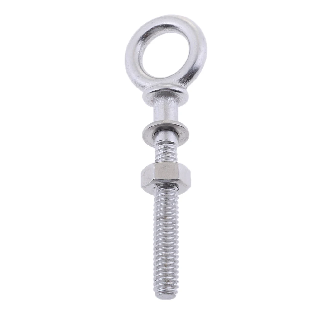 

304 Stainless Steel Long Lifting Eye Bolt with Nut and Washer Marine Hardware M4 x 40mm Dropshipping