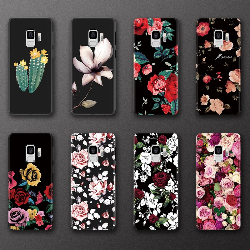 

Flowers Vintage Black TPU Pattern Cases For Samsung Galaxy J6 J4 2018 J5 J7 J3 Prime 2016 2017 Case For Samsung Note 9 8 Case