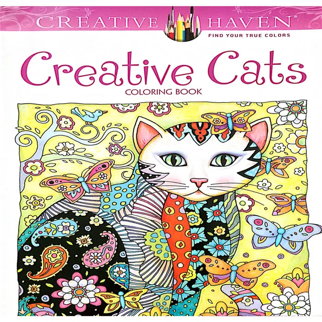 24p 185x21cm Colouring Book Creative Haven Cats Coloring Books For Adults Stress Relieving Antistress