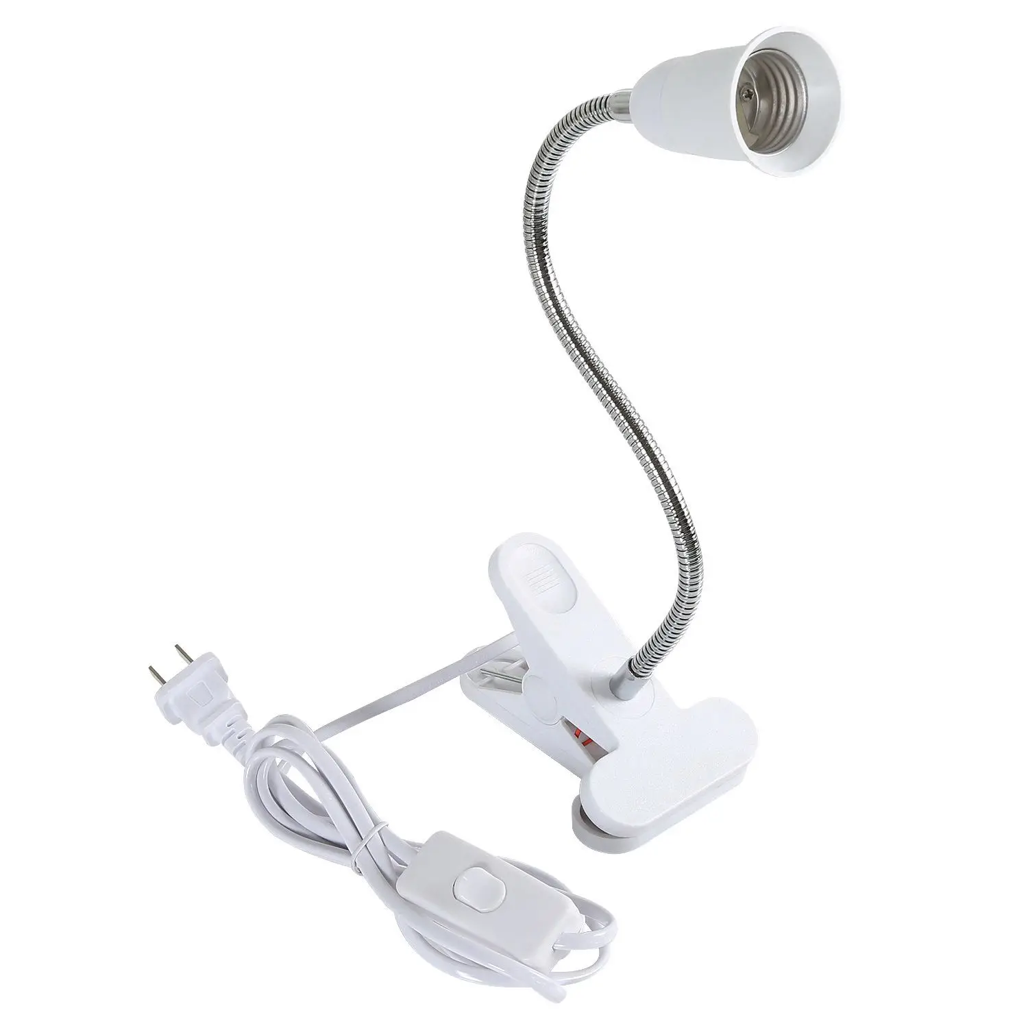 

E27 Table Light Clip Base With ON/OFF Switch Cable Flexible Universal Turning socket US Plug